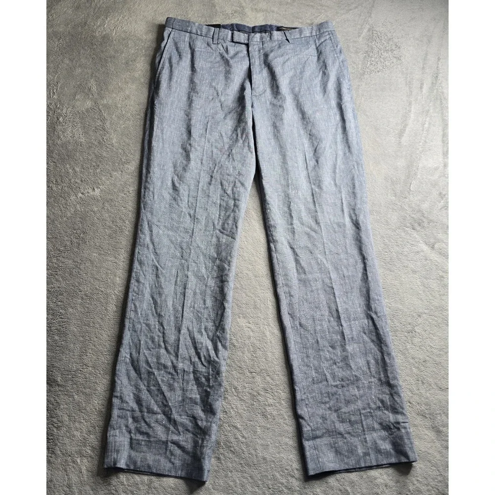 NWT Banana Republic Pants Mens 35x32 Navy Blue Slim Fit Performance Linen City